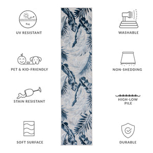 Safavieh Cabana Stylish Tropical Leaf Pattern Rug - Durable, All-weather Design For Indoor & Outdoor Spaces Grey ,Navy 88% Polypropylene,12% Polyester Cbn452n-210