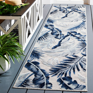 Safavieh Cabana Stylish Tropical Leaf Pattern Rug - Durable, All-weather Design For Indoor & Outdoor Spaces Grey ,Navy 88% Polypropylene,12% Polyester Cbn452n-210