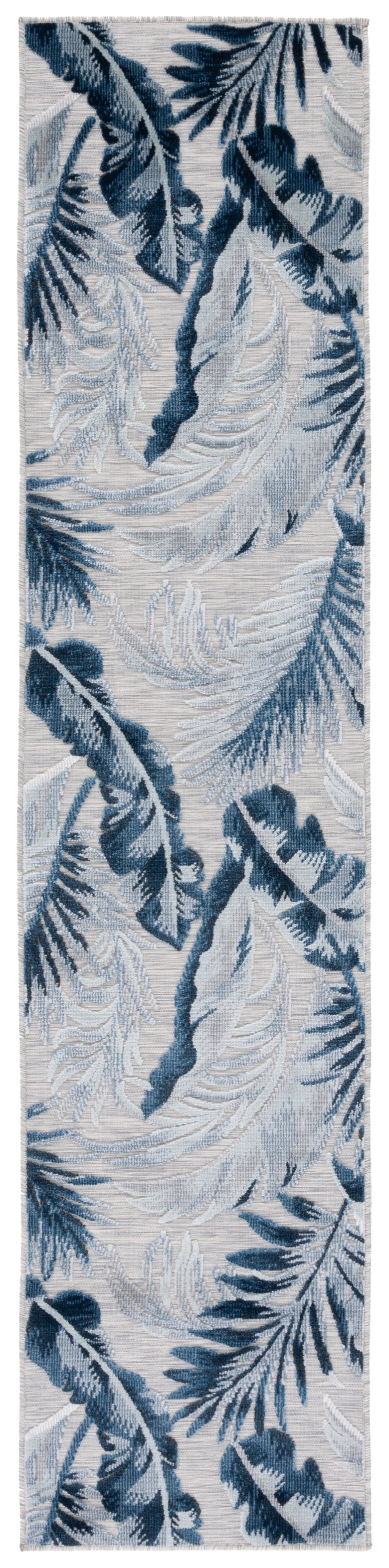 Safavieh Cabana Stylish Tropical Leaf Pattern Rug - Durable, All-weather Design For Indoor & Outdoor Spaces Grey ,Navy 88% Polypropylene,12% Polyester Cbn452n-210
