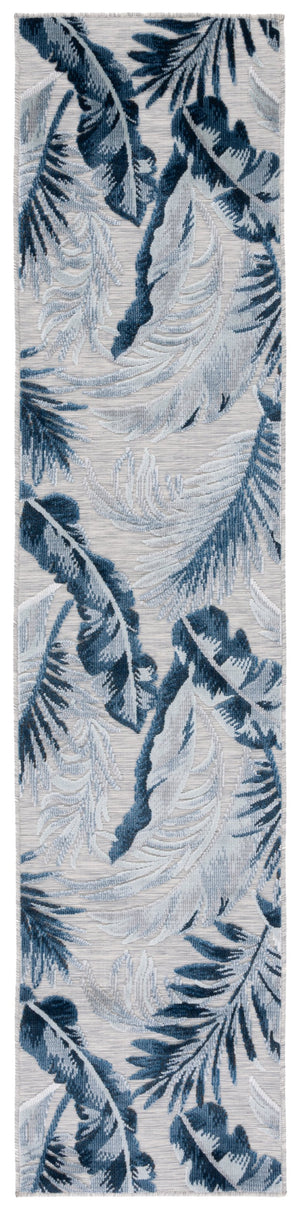 Safavieh Cabana Stylish Tropical Leaf Pattern Rug - Durable, All-weather Design For Indoor & Outdoor Spaces Grey ,Navy 88% Polypropylene,12% Polyester Cbn452n-210