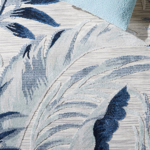 Safavieh Cabana Stylish Tropical Leaf Pattern Rug - Durable, All-weather Design For Indoor & Outdoor Spaces Grey ,Navy 88% Polypropylene,12% Polyester Cbn452n-210