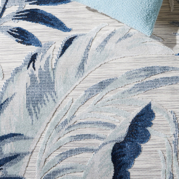 Safavieh Cabana Stylish Tropical Leaf Pattern Rug - Durable, All-weather Design For Indoor & Outdoor Spaces Grey ,Navy 88% Polypropylene,12% Polyester Cbn452n-210