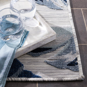 Safavieh Cabana Stylish Tropical Leaf Pattern Rug - Durable, All-weather Design For Indoor & Outdoor Spaces Grey ,Navy 88% Polypropylene,12% Polyester Cbn452n-210