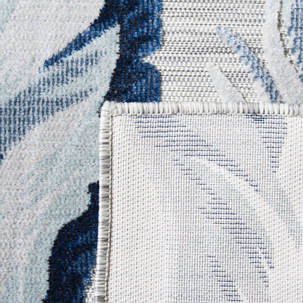 Safavieh Cabana Stylish Tropical Leaf Pattern Rug - Durable, All-weather Design For Indoor & Outdoor Spaces Grey ,Navy 88% Polypropylene,12% Polyester Cbn452n-210