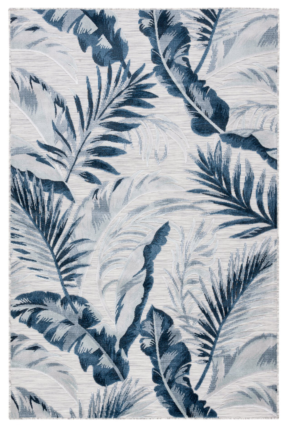 Safavieh Cabana Stylish Tropical Leaf Pattern Rug - Durable, All-weather Design For Indoor & Outdoor Spaces Grey ,Navy 88% Polypropylene,12% Polyester Cbn452n-210