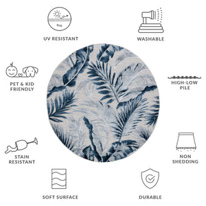 Safavieh Cabana Stylish Tropical Leaf Pattern Rug - Durable, All-weather Design For Indoor & Outdoor Spaces Grey ,Navy 88% Polypropylene,12% Polyester Cbn452n-210