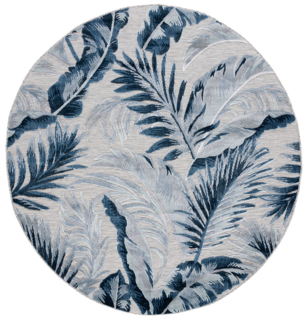 Safavieh Cabana Stylish Tropical Leaf Pattern Rug - Durable, All-weather Design For Indoor & Outdoor Spaces Grey ,Navy 88% Polypropylene,12% Polyester Cbn452n-210
