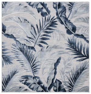 Safavieh Cabana Stylish Tropical Leaf Pattern Rug - Durable, All-weather Design For Indoor & Outdoor Spaces Grey ,Navy 88% Polypropylene,12% Polyester Cbn452n-210