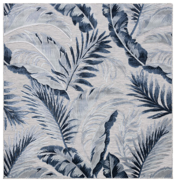 Safavieh Cabana Stylish Tropical Leaf Pattern Rug - Durable, All-weather Design For Indoor & Outdoor Spaces Grey ,Navy 88% Polypropylene,12% Polyester Cbn452n-210