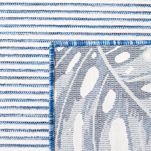 Safavieh Cabana Ivory/Navy Coastal Runner Rug - Elegant 2' X 10' Indoor/Outdoor Design With Tropical Leaves Ivory ,Navy 88% Polypropylene,12% Polyester Cbn453n-210