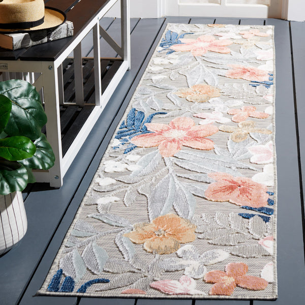 Safavieh Cabana Elegant Floral Area Rug In Grey And Rust - Durable, Plush, And Perfect For Any Space Grey ,Rust 88% Polypropylene,12% Polyester Cbn454g-210