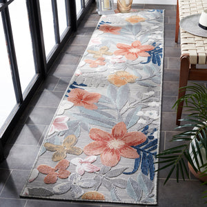 Safavieh Cabana Elegant Floral Area Rug In Grey And Rust - Durable, Plush, And Perfect For Any Space Grey ,Rust 88% Polypropylene,12% Polyester Cbn454g-210