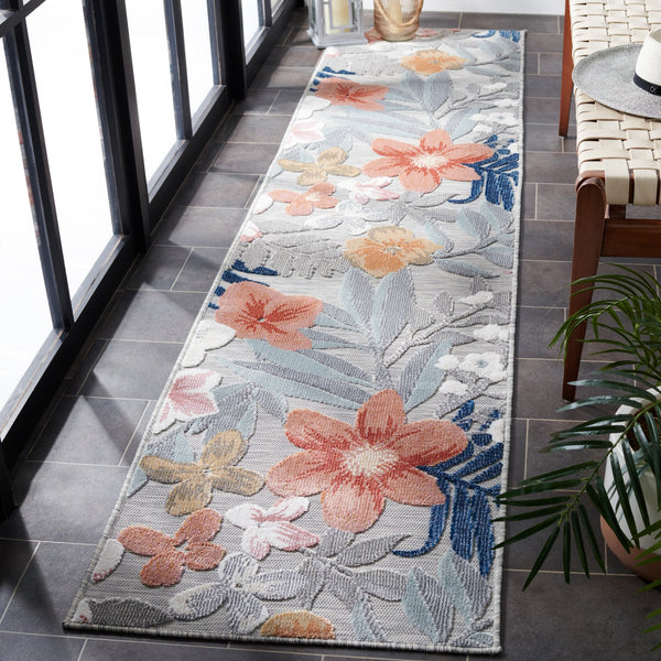 Safavieh Cabana Elegant Floral Area Rug In Grey And Rust - Durable, Plush, And Perfect For Any Space Grey ,Rust 88% Polypropylene,12% Polyester Cbn454g-210