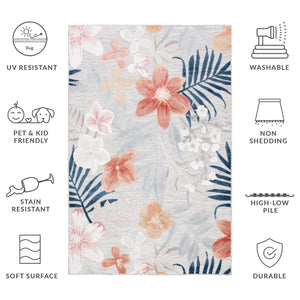 Safavieh Cabana Elegant Floral Area Rug In Grey And Rust - Durable, Plush, And Perfect For Any Space Grey ,Rust 88% Polypropylene,12% Polyester Cbn454g-210