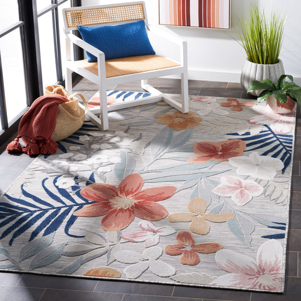 Safavieh Cabana Elegant Floral Area Rug In Grey And Rust - Durable, Plush, And Perfect For Any Space Grey ,Rust 88% Polypropylene,12% Polyester Cbn454g-210