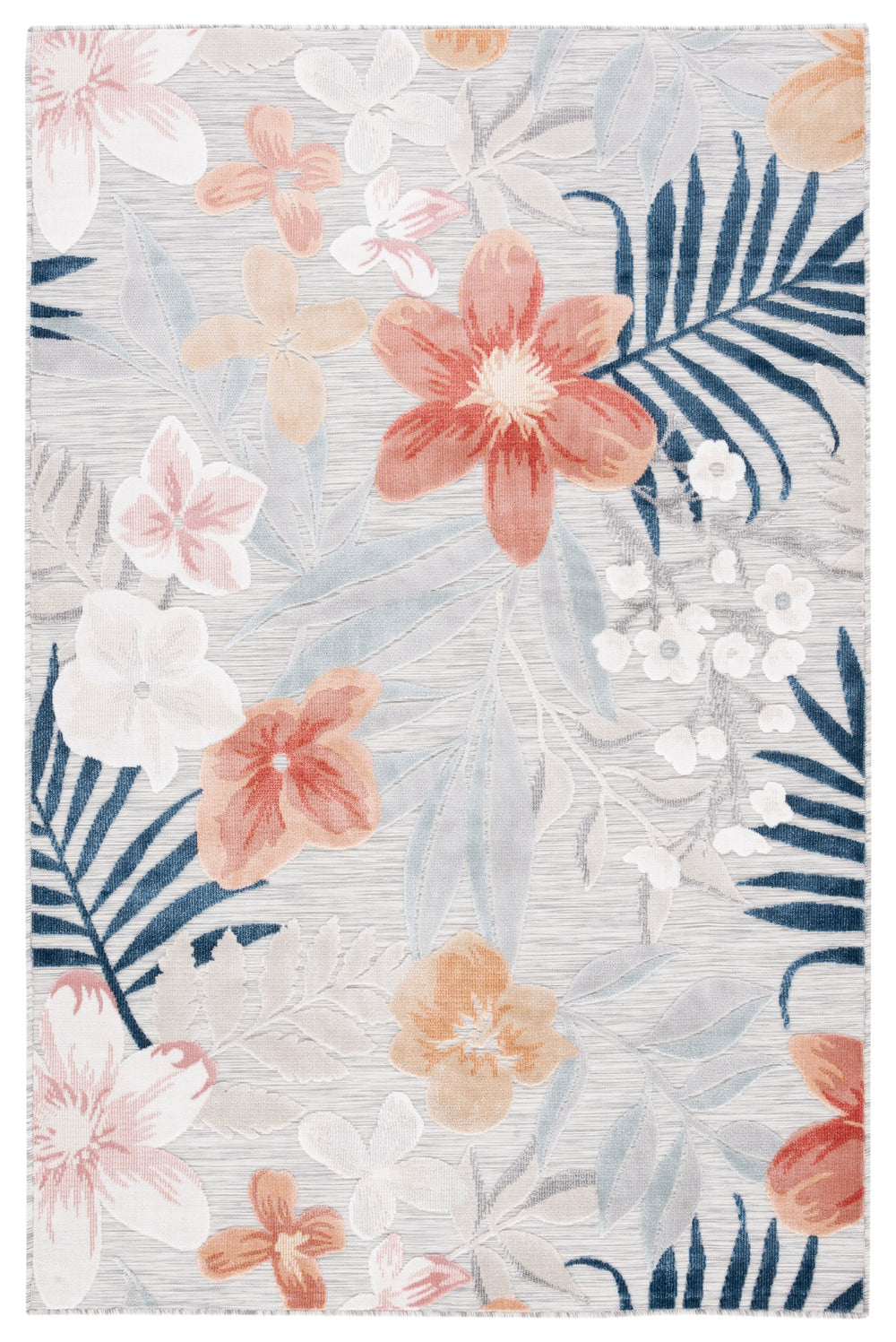 Safavieh Cabana Elegant Floral Area Rug In Grey And Rust - Durable, Plush, And Perfect For Any Space Grey ,Rust 88% Polypropylene,12% Polyester Cbn454g-210