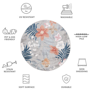 Safavieh Cabana Elegant Floral Area Rug In Grey And Rust - Durable, Plush, And Perfect For Any Space Grey ,Rust 88% Polypropylene,12% Polyester Cbn454g-210