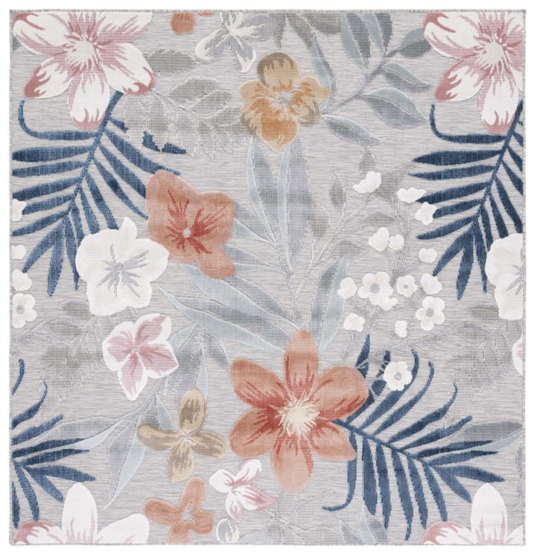 Safavieh Cabana Elegant Floral Area Rug In Grey And Rust - Durable, Plush, And Perfect For Any Space Grey ,Rust 88% Polypropylene,12% Polyester Cbn454g-210