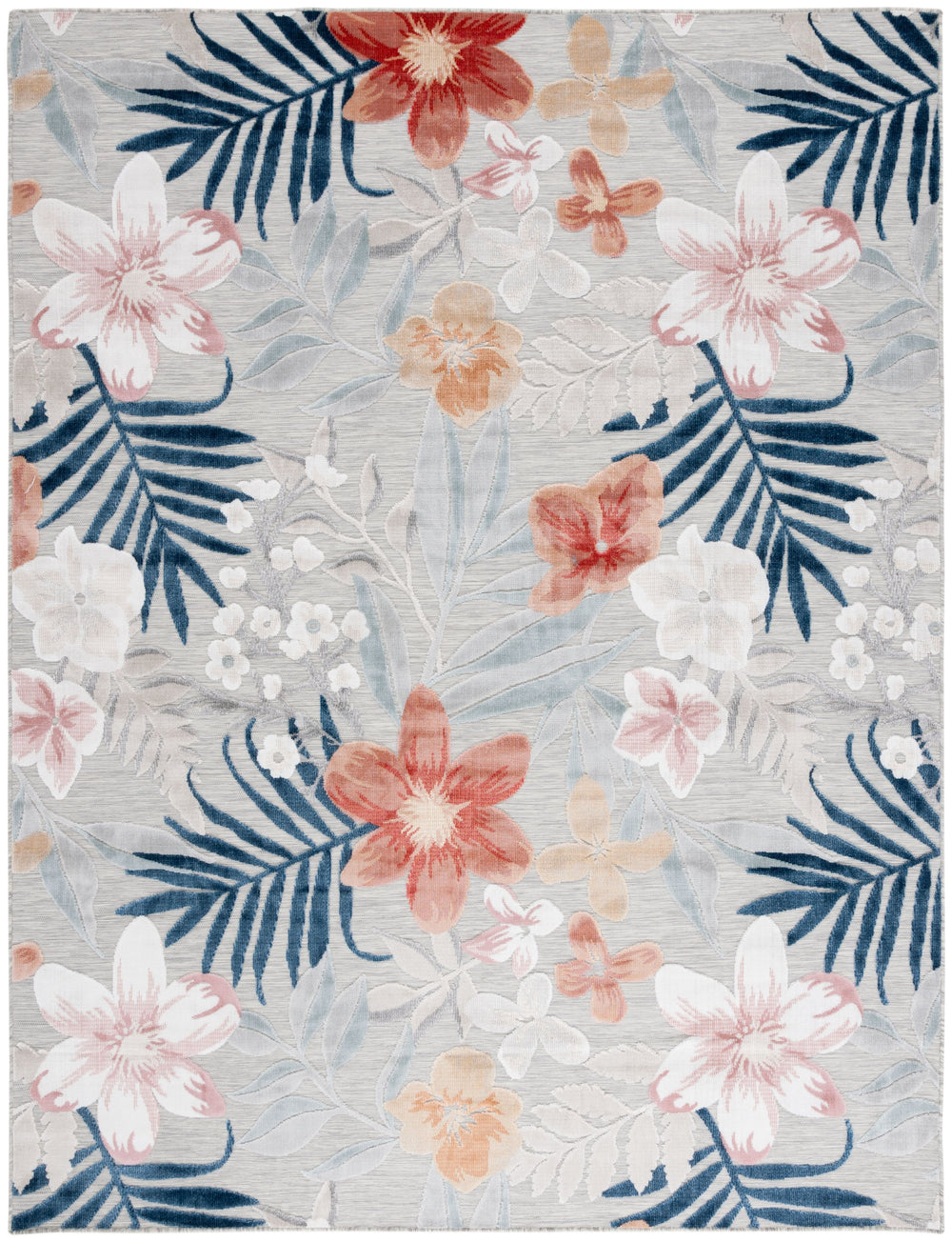 Safavieh Cabana Elegant Floral Area Rug In Grey And Rust - Durable, Plush, And Perfect For Any Space Grey ,Rust 88% Polypropylene,12% Polyester Cbn454g-210