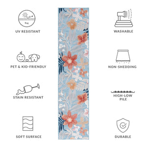 Safavieh Cabana Elegant Floral Area Rug In Grey And Rust - Durable, Plush, And Perfect For Any Space Aqua ,Rust 88% Polypropylene,12% Polyester Cbn454j-210