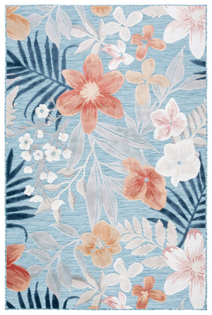 Safavieh Cabana Country Floral Accent Rug In Aqua And Rust — Low-Profile Power-Loomed Turkey Durable Soft 2'-0" x 3'-0" CBN454J-2