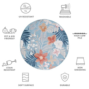 Safavieh Cabana Elegant Floral Area Rug In Grey And Rust - Durable, Plush, And Perfect For Any Space Aqua ,Rust 88% Polypropylene,12% Polyester Cbn454j-210