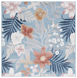 Safavieh Cabana Elegant Floral Area Rug In Grey And Rust - Durable, Plush, And Perfect For Any Space Aqua ,Rust 88% Polypropylene,12% Polyester Cbn454j-210