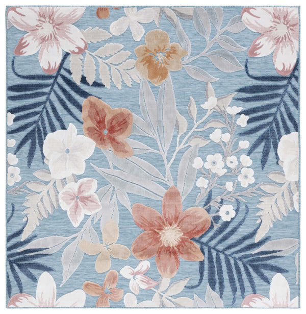 Safavieh Cabana Elegant Floral Area Rug In Grey And Rust - Durable, Plush, And Perfect For Any Space Aqua ,Rust 88% Polypropylene,12% Polyester Cbn454j-210