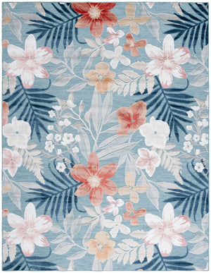 Safavieh Cabana Elegant Floral Area Rug In Grey And Rust - Durable, Plush, And Perfect For Any Space Aqua ,Rust 88% Polypropylene,12% Polyester Cbn454j-210