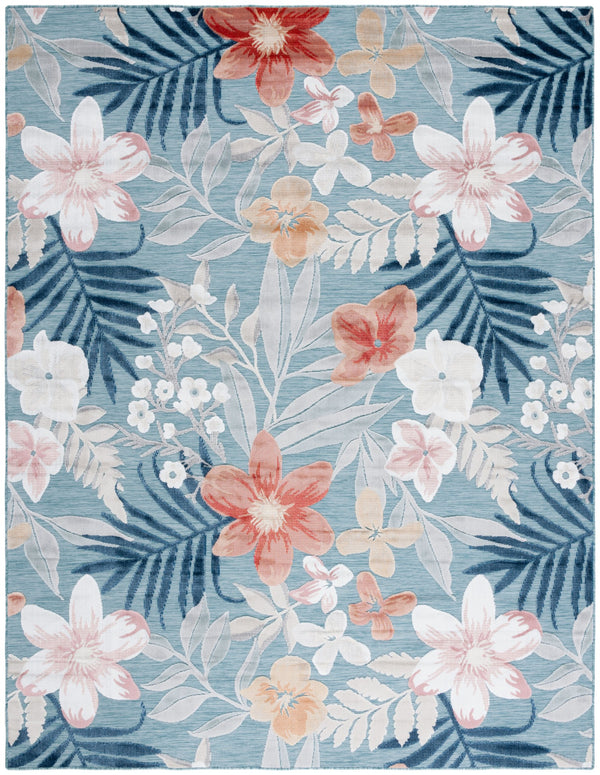 Safavieh Cabana Elegant Floral Area Rug In Grey And Rust - Durable, Plush, And Perfect For Any Space Aqua ,Rust 88% Polypropylene,12% Polyester Cbn454j-210