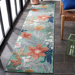 Safavieh Cabana Luxurious Green & Rust Floral-Tropical Area Rug — Plush Outdoor-Ready Power-Loomed Turkish Elegance 3'-0" x 3'-0" CBN454Y-3SQ