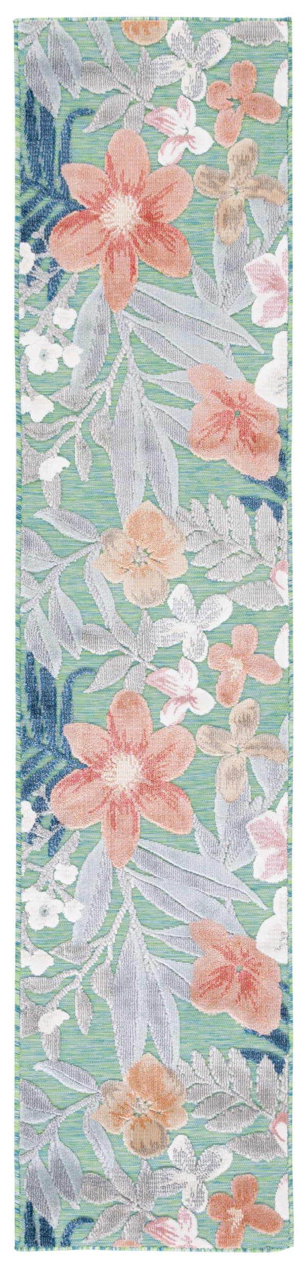 Safavieh Cabana Hand-Finished Round Indoor/Outdoor Rug With Green Rust Floral Motif, Durable Power-Loomed Finish 3'-0" x 3'-0" CBN454Y-3R