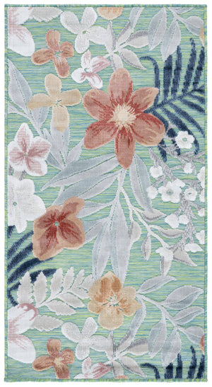 Safavieh Cabana Elegant Floral Area Rug In Grey And Rust - Durable, Plush, And Perfect For Any Space Green ,Rust 88% Polypropylene,12% Polyester Cbn454y-210