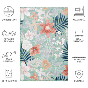 Safavieh Cabana Elegant Floral Area Rug In Grey And Rust - Durable, Plush, And Perfect For Any Space Green ,Rust 88% Polypropylene,12% Polyester Cbn454y-210