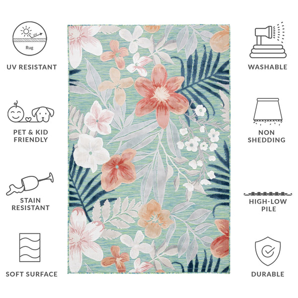 Safavieh Cabana Elegant Floral Area Rug In Grey And Rust - Durable, Plush, And Perfect For Any Space Green ,Rust 88% Polypropylene,12% Polyester Cbn454y-210