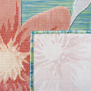 Safavieh Cabana Elegant Floral Area Rug In Grey And Rust - Durable, Plush, And Perfect For Any Space Green ,Rust 88% Polypropylene,12% Polyester Cbn454y-210