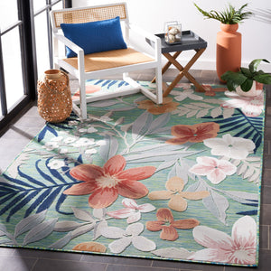 Safavieh Cabana Elegant Floral Area Rug In Grey And Rust - Durable, Plush, And Perfect For Any Space Green ,Rust 88% Polypropylene,12% Polyester Cbn454y-210
