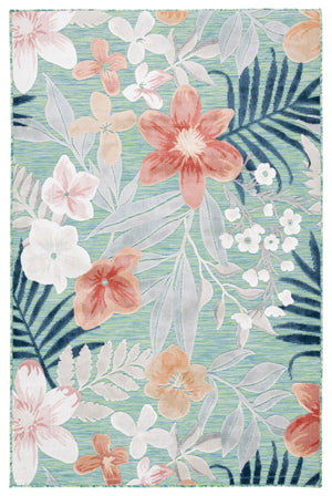 Safavieh Cabana Luxurious Green & Rust Floral-Tropical Area Rug — Plush Outdoor-Ready Power-Loomed Turkish Elegance 3'-0" x 3'-0" CBN454Y-3SQ
