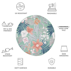 Safavieh Cabana Elegant Floral Area Rug In Grey And Rust - Durable, Plush, And Perfect For Any Space Green ,Rust 88% Polypropylene,12% Polyester Cbn454y-210