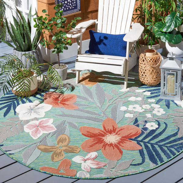 Safavieh Cabana Elegant Floral Area Rug In Grey And Rust - Durable, Plush, And Perfect For Any Space Green ,Rust 88% Polypropylene,12% Polyester Cbn454y-210