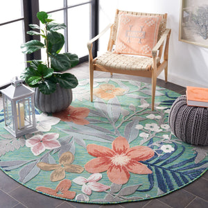Safavieh Cabana Elegant Floral Area Rug In Grey And Rust - Durable, Plush, And Perfect For Any Space Green ,Rust 88% Polypropylene,12% Polyester Cbn454y-210