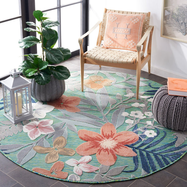 Safavieh Cabana Vintage-Inspired Green & Rust Floral Area Rug, Power-Loomed Durability, Low-Profile Softness 6'-0" x 8'-0" CBN454Y-68