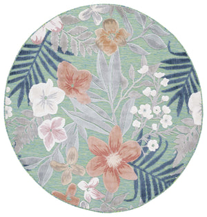 Safavieh Cabana Green Rust Floral Rug - Power-Loomed Turkey, Durable Polypropylene Blend, Indoor/Outdoor Charm 2'-0" x 3'-0" CBN454Y-2