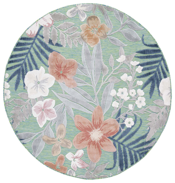 Safavieh Cabana Green Rust Floral Rug - Power-Loomed Turkey, Durable Polypropylene Blend, Indoor/Outdoor Charm 2'-0" x 3'-0" CBN454Y-2