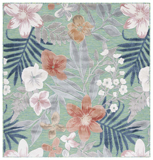 Safavieh Cabana Elegant Floral Area Rug In Grey And Rust - Durable, Plush, And Perfect For Any Space Green ,Rust 88% Polypropylene,12% Polyester Cbn454y-210