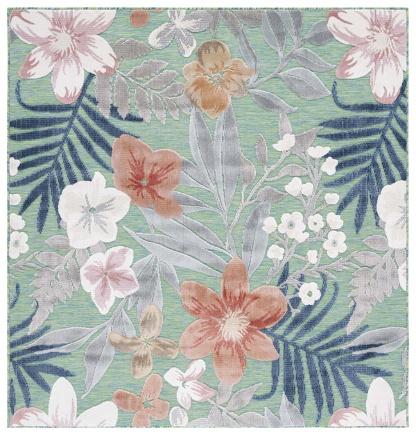 Safavieh Cabana Elegant Floral Area Rug In Grey And Rust - Durable, Plush, And Perfect For Any Space Green ,Rust 88% Polypropylene,12% Polyester Cbn454y-210