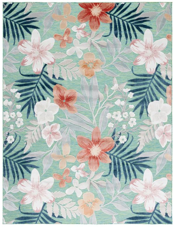 Safavieh Cabana Elegant Floral Area Rug In Grey And Rust - Durable, Plush, And Perfect For Any Space Green ,Rust 88% Polypropylene,12% Polyester Cbn454y-210