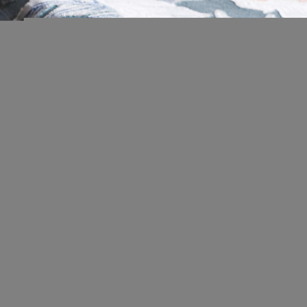 Safavieh Cabana 2' X 10' Botanical Area Runner Rug In Blue Grey - Elegant, Durable, Indoor/Outdoor Design Blue ,Grey 88% Polypropylene,12% Polyester Cbn456m-210