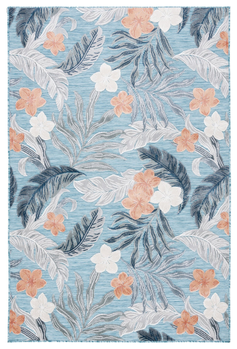 Safavieh Cabana 2' X 10' Botanical Area Runner Rug In Blue Grey - Elegant, Durable, Indoor/Outdoor Design Blue ,Grey 88% Polypropylene,12% Polyester Cbn456m-210