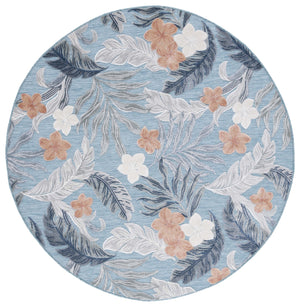 Safavieh Cabana 2' X 10' Botanical Area Runner Rug In Blue Grey - Elegant, Durable, Indoor/Outdoor Design Blue ,Grey 88% Polypropylene,12% Polyester Cbn456m-210